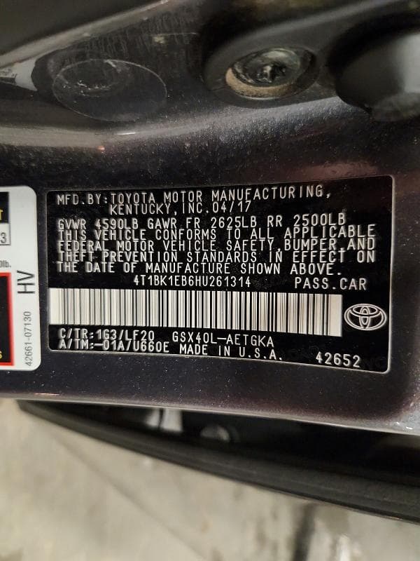 2017 TOYOTA AVALON XLE PREMIUM XLE PREMIUM 12