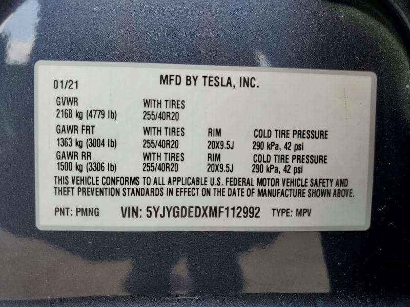 2021 TESLA MODEL Y 14