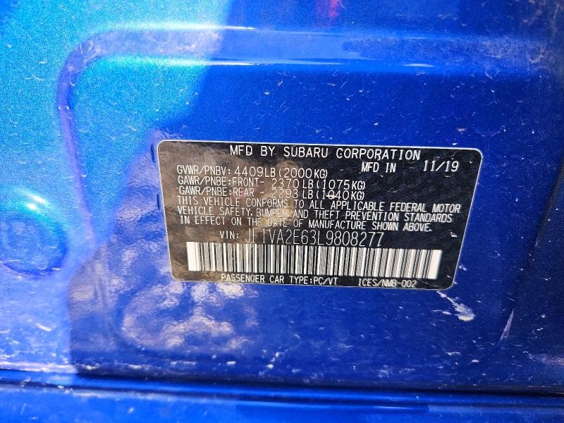 2020 SUBARU WRX STI STI 12