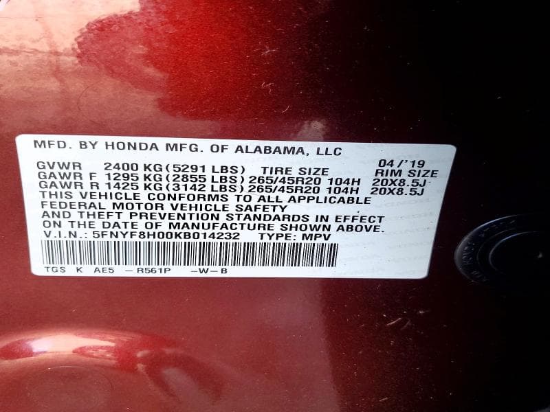 2019 HONDA PASSPORT ELITE 12