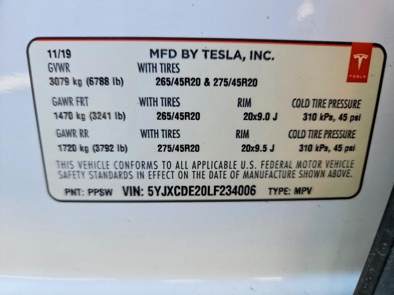 2020 TESLA MODEL X 12