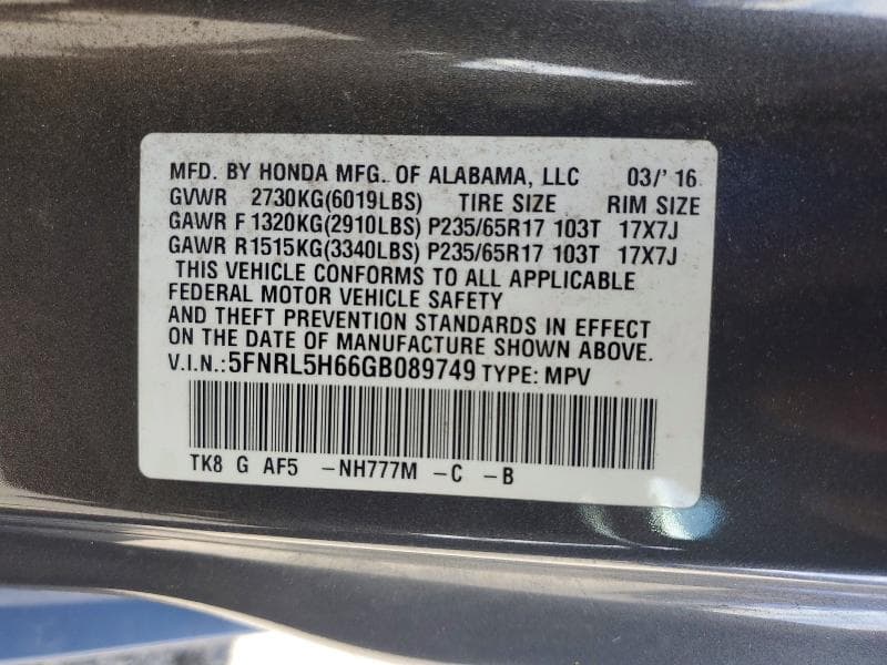 2016 HONDA ODYSSEY EXL EXL 13