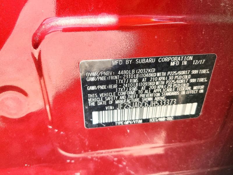 2018 SUBARU FORESTER 2.5I PREMIUM 2.5I PREMIUM 14
