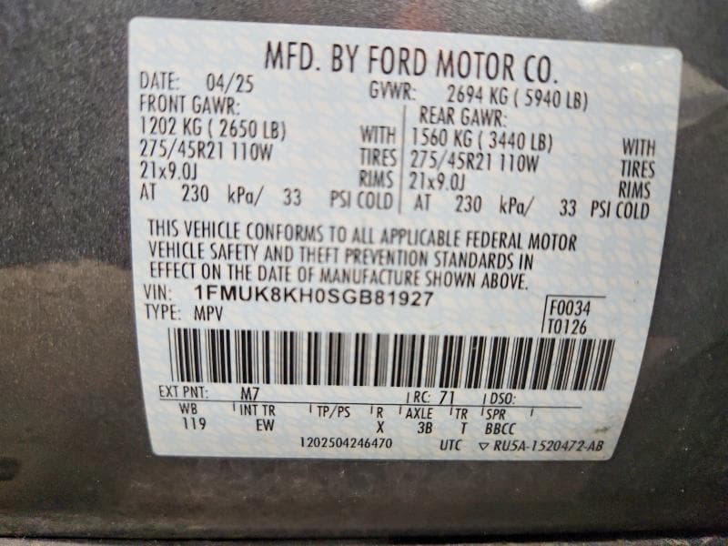 2025 FORD EXPLORER ST-LINE 14