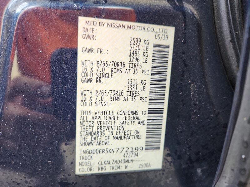 2019 NISSAN FRONTIER SV SV 13