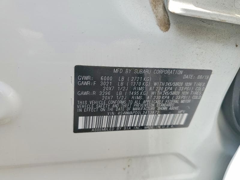 2020 SUBARU ASCENT LIMITED 12