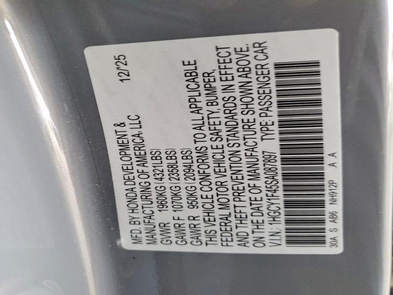 2025 HONDA ACCORD SE 12