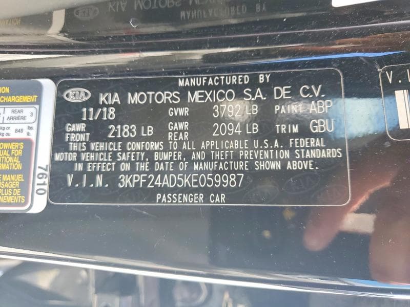 2019 KIA FORTE LXS 12