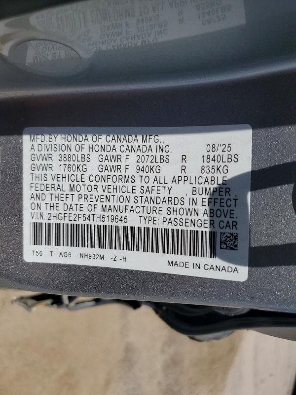 2026 HONDA CIVIC SPORT 12