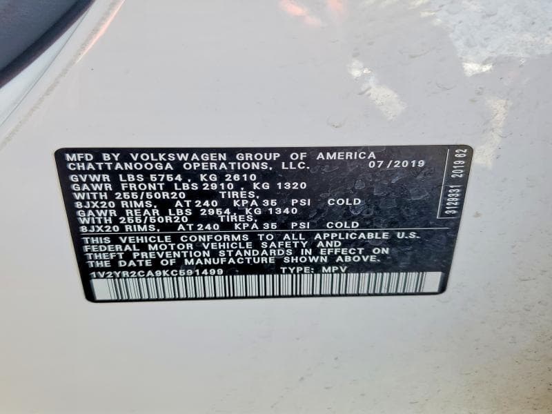 2019 VOLKSWAGEN ATLAS SE SE 13