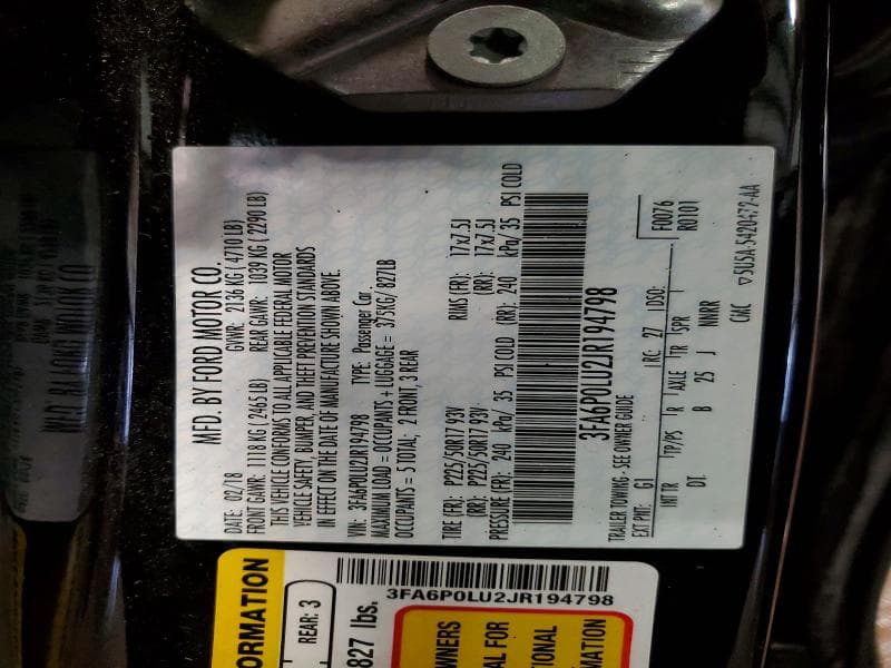 2018 FORD FUSION SE HYBRID 12