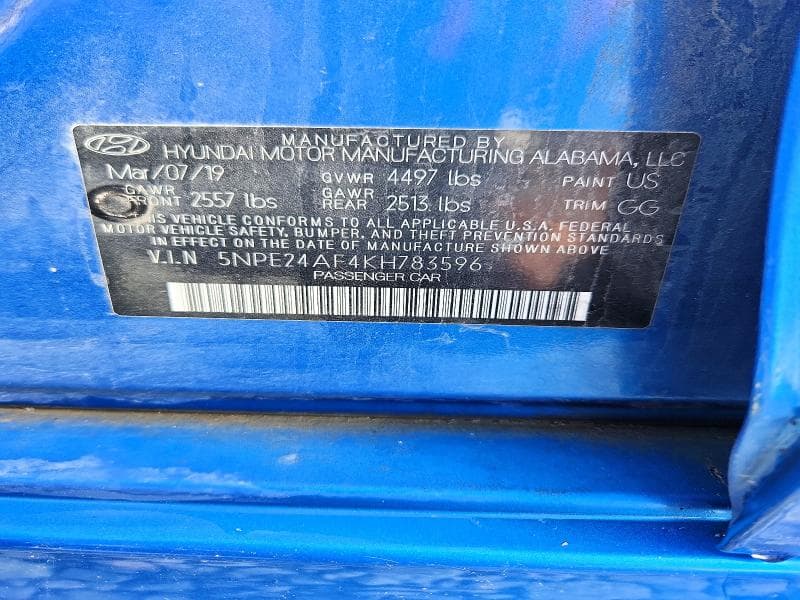 2019 HYUNDAI SONATA SE 12