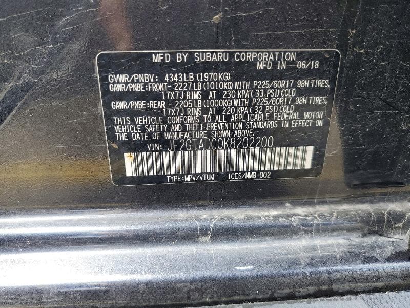 2019 SUBARU CROSSTREK PREMIUM PREMIUM 13