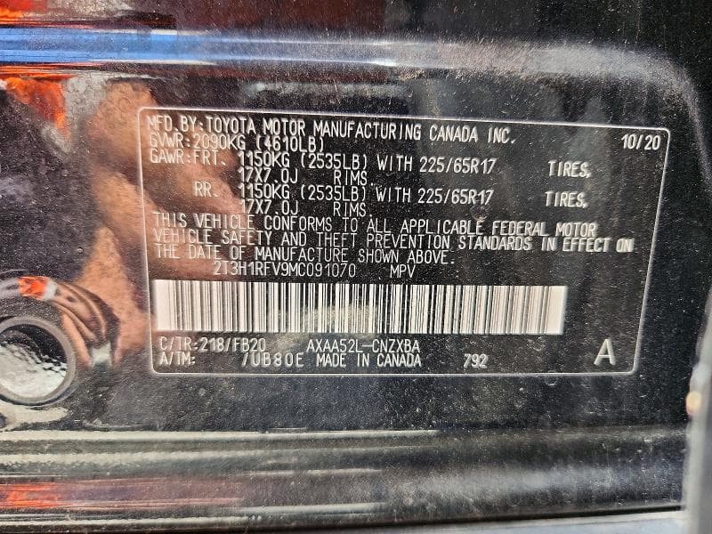 2021 TOYOTA RAV4 LE 12
