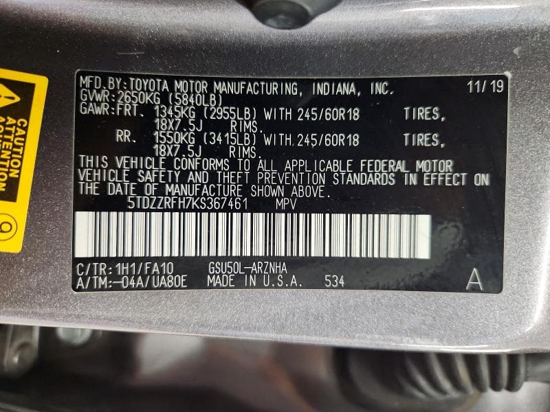 2019 TOYOTA HIGHLANDER LE PLUS 13