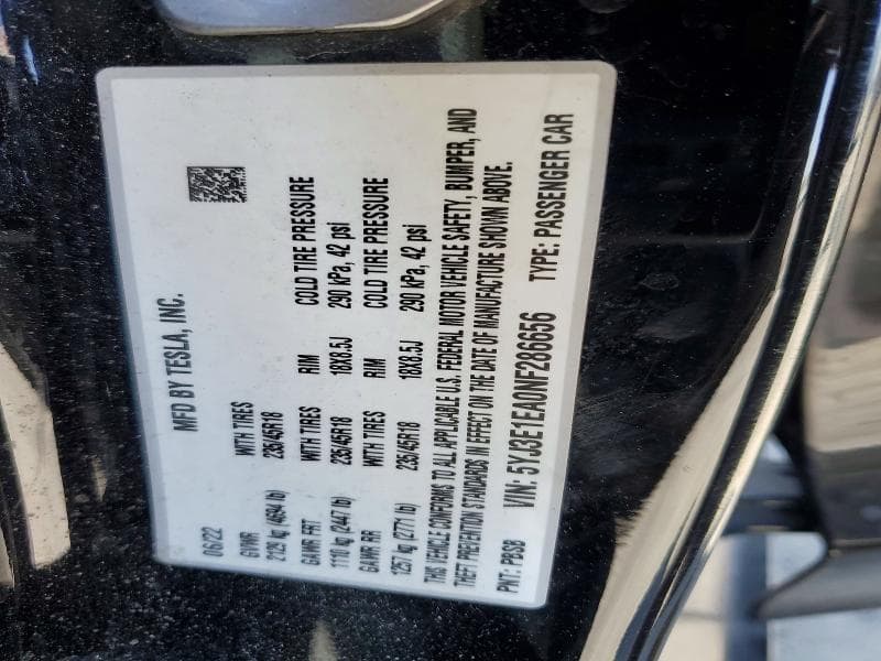 2022 TESLA MODEL 3 12