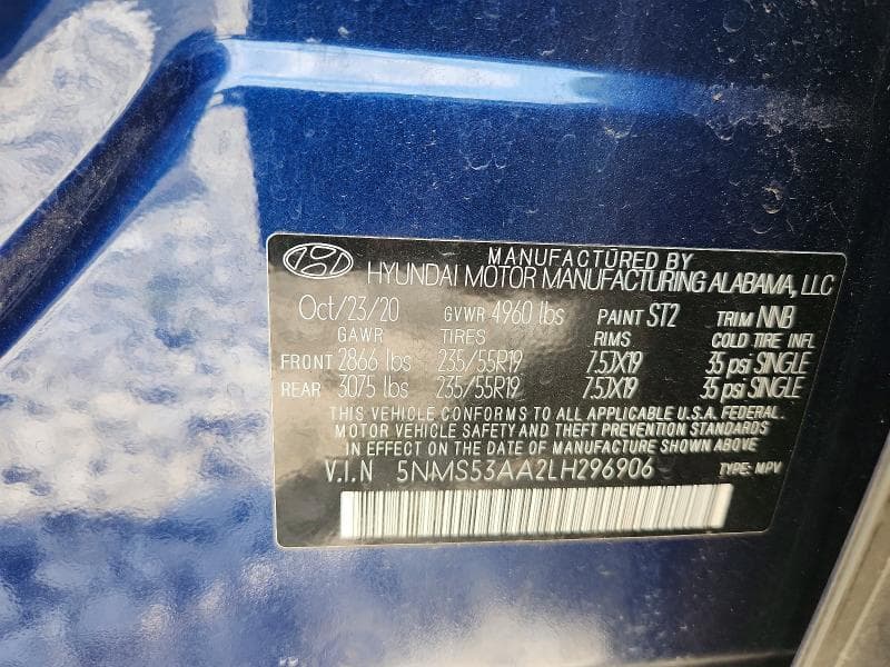 2020 HYUNDAI SANTA FE LIMITED 2.0T 12