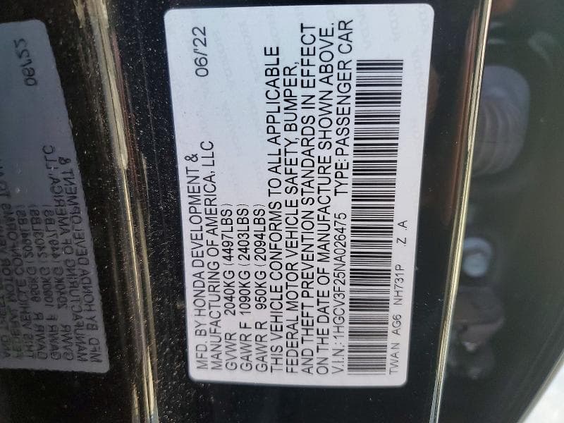 2022 HONDA ACCORD HYBRID SPORT 13