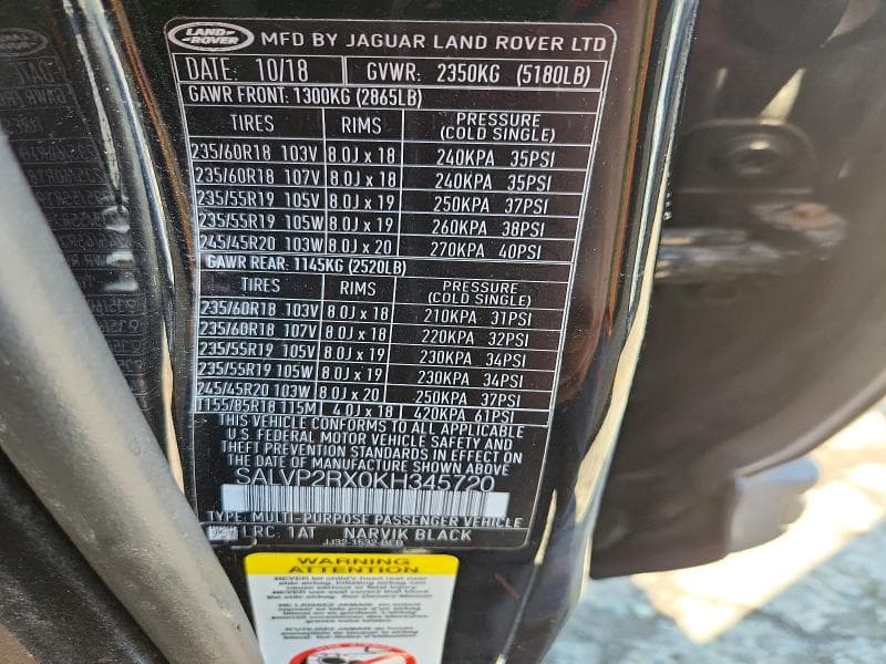 2019 LAND ROVER RANGE ROVER EVOQUE SE 13