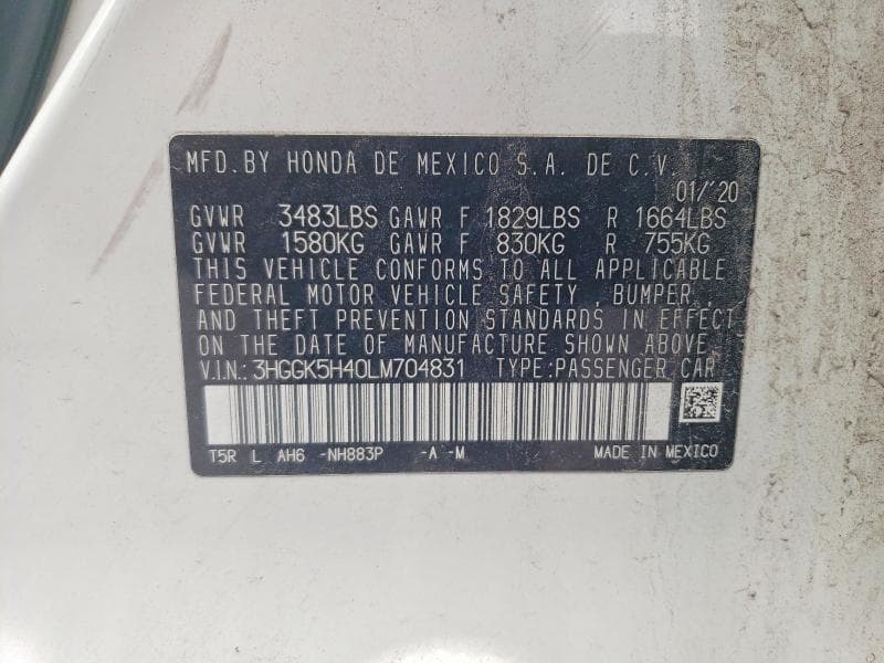2020 HONDA FIT LX 12