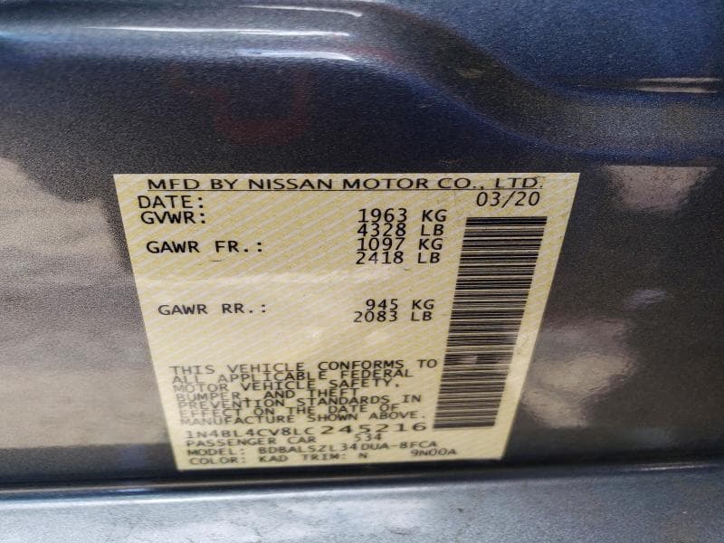 2020 NISSAN ALTIMA SR 13