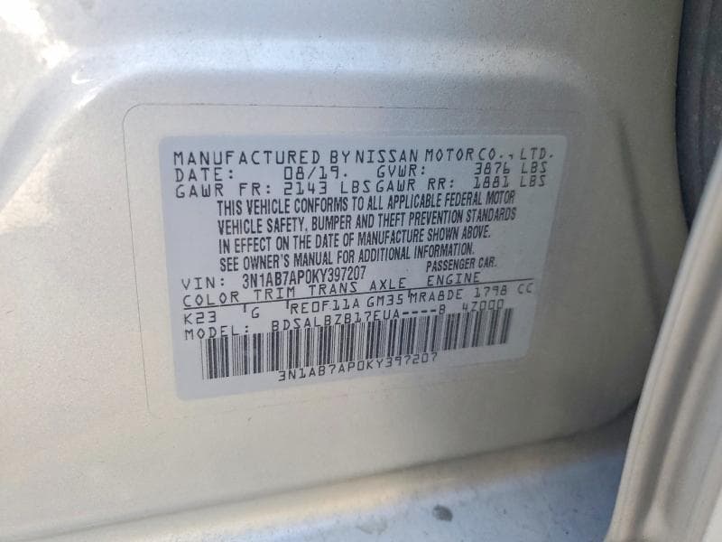 2019 NISSAN SENTRA S 10