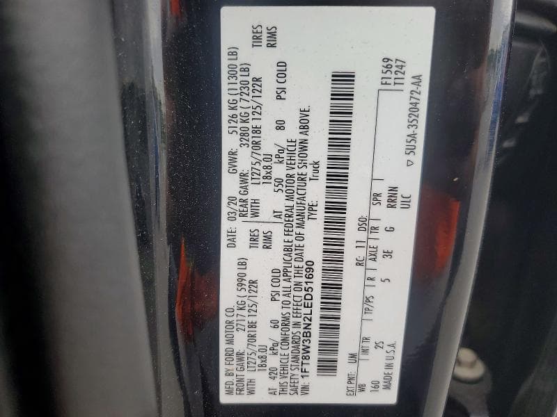 2020 FORD F350 SUPER DUTY SUPER DUTY 12