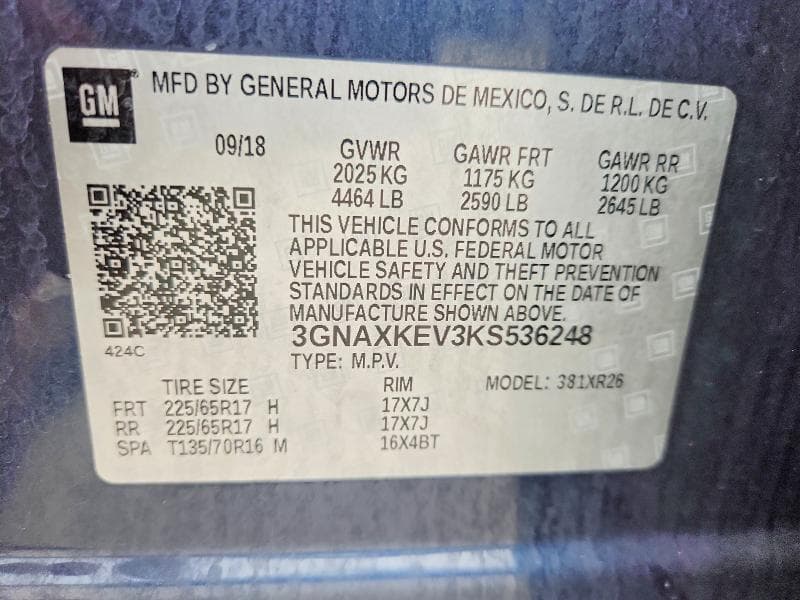 2019 CHEVROLET EQUINOX LT LT 12
