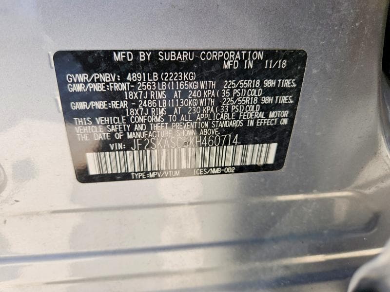2019 SUBARU FORESTER LIMITED 14
