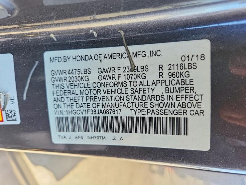 2018 HONDA ACCORD SPORT SPORT 12