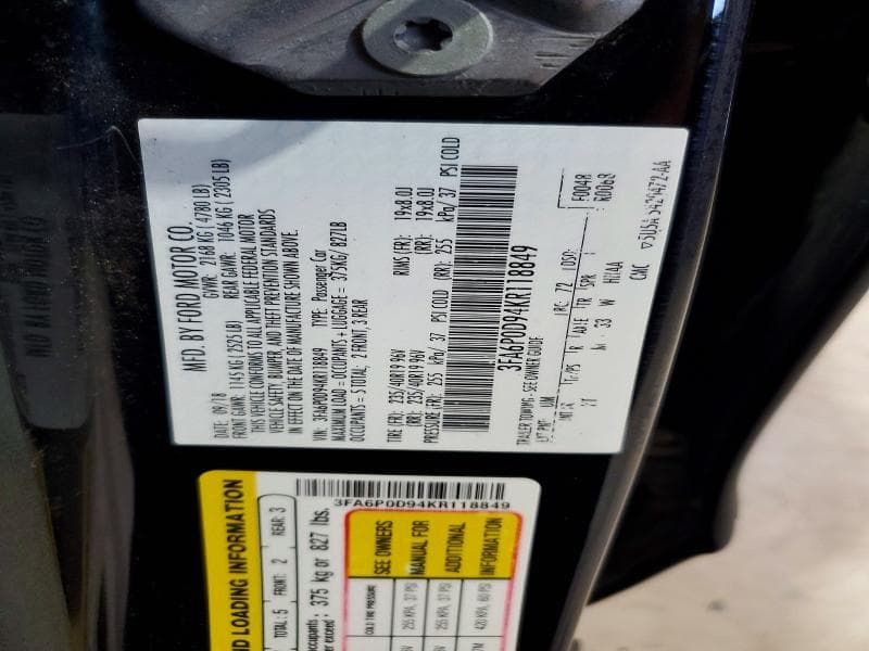 2019 FORD FUSION TITANIUM 12