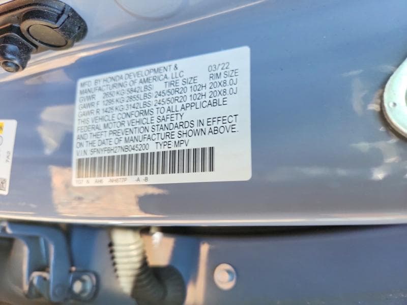 2022 HONDA PILOT SE 13