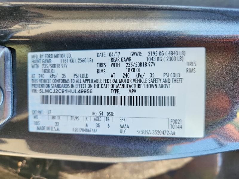2017 LINCOLN MKC SELECT SELECT 14