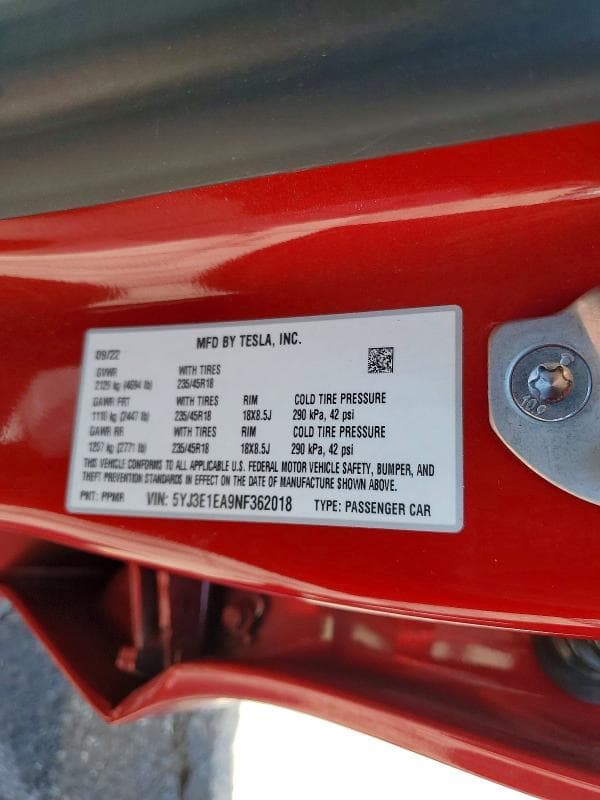 2022 TESLA MODEL 3 12