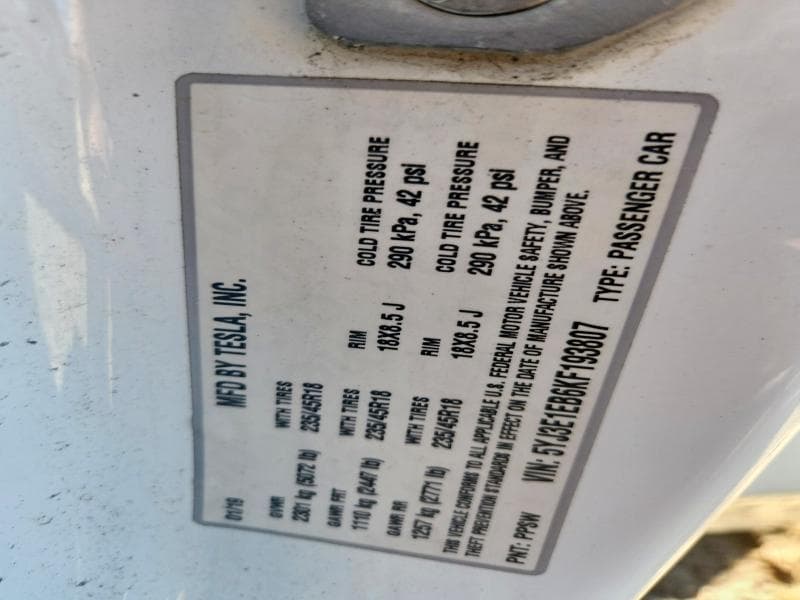 2019 TESLA MODEL 3 12