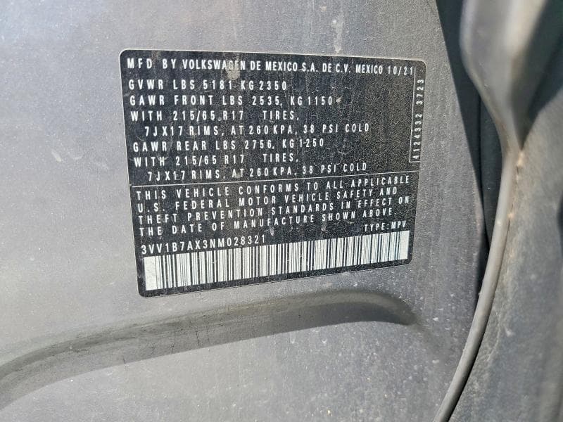 2022 VOLKSWAGEN TIGUAN S S 12