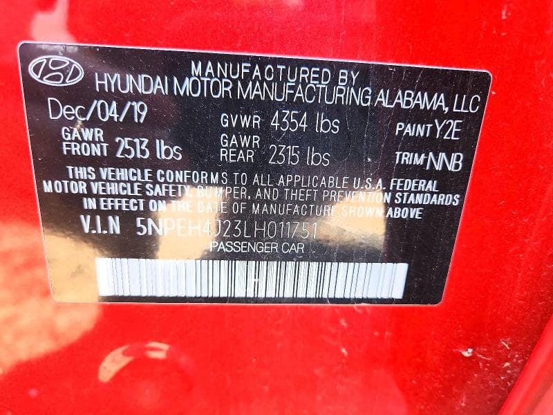 2020 HYUNDAI SONATA LIMITED 12