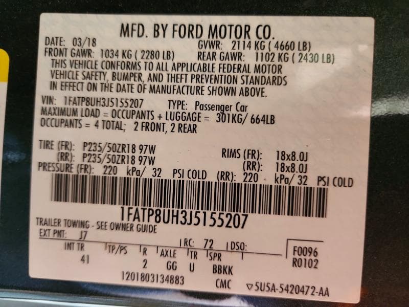2018 FORD MUSTANG 12