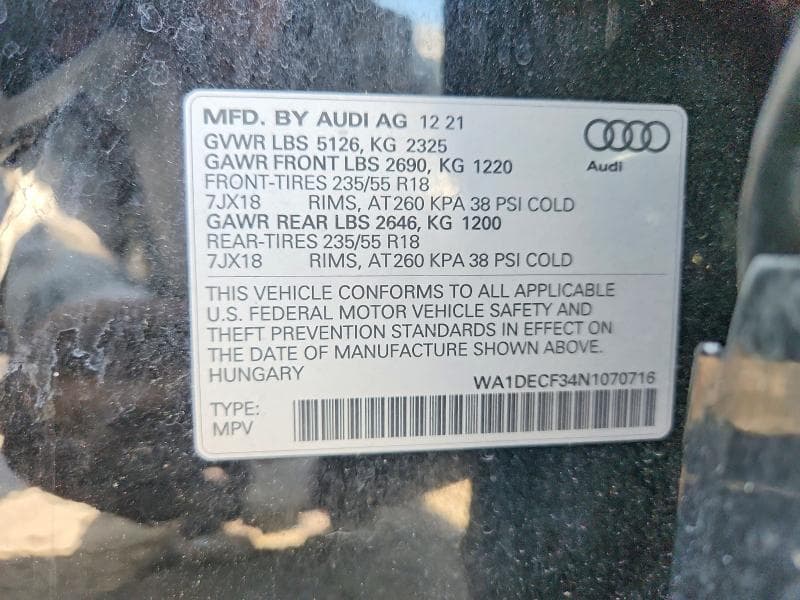 2022 AUDI Q3 PREMIUM S LINE 45 PREMIUM S LINE 45 12