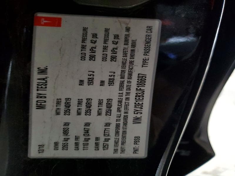 2018 TESLA MODEL 3 12