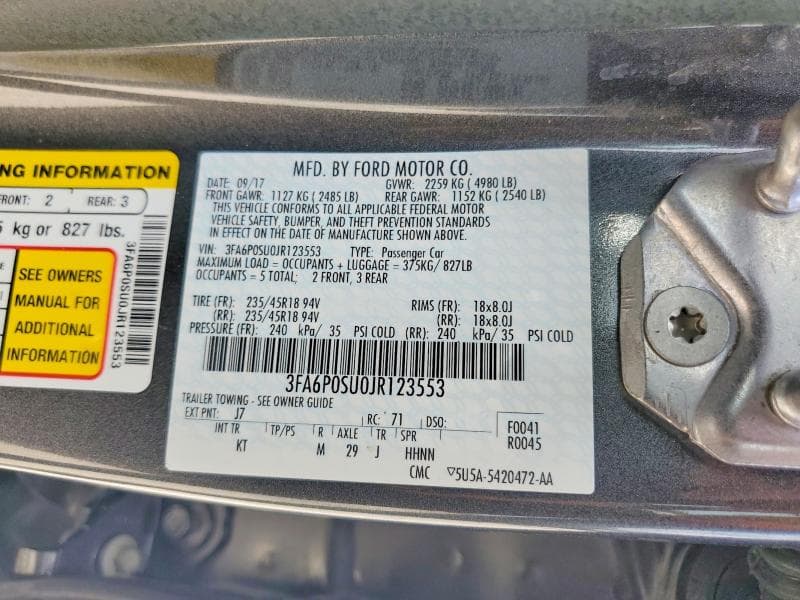 2018 FORD FUSION TITANIUM/PLATINUM PHEV 13