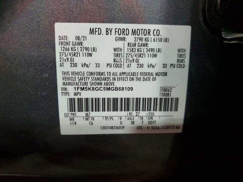 2021 FORD EXPLORER ST ST 12
