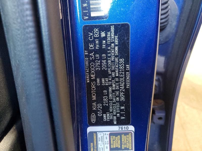 2020 KIA FORTE LXS 12