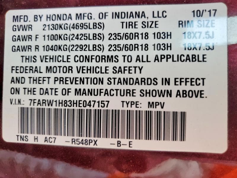2017 HONDA CR-V EXL EXL 13
