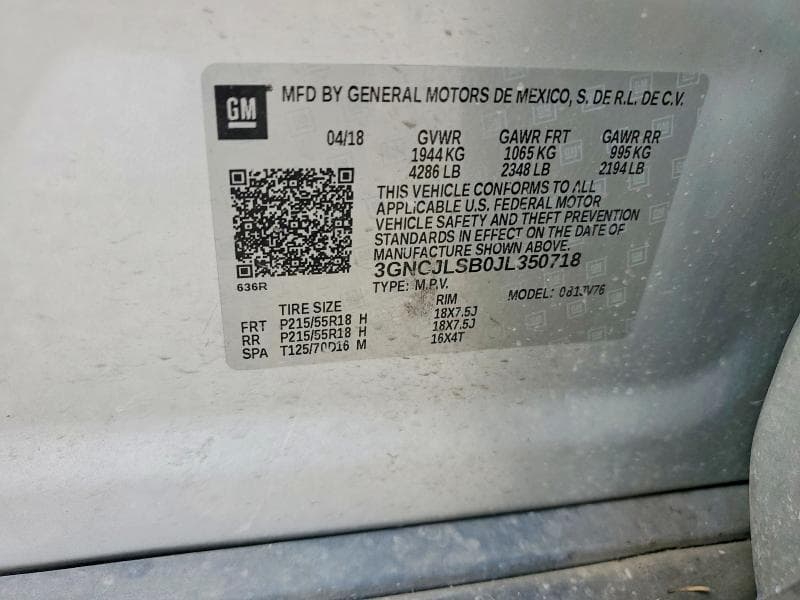 2018 CHEVROLET TRAX 1LT 1LT 12