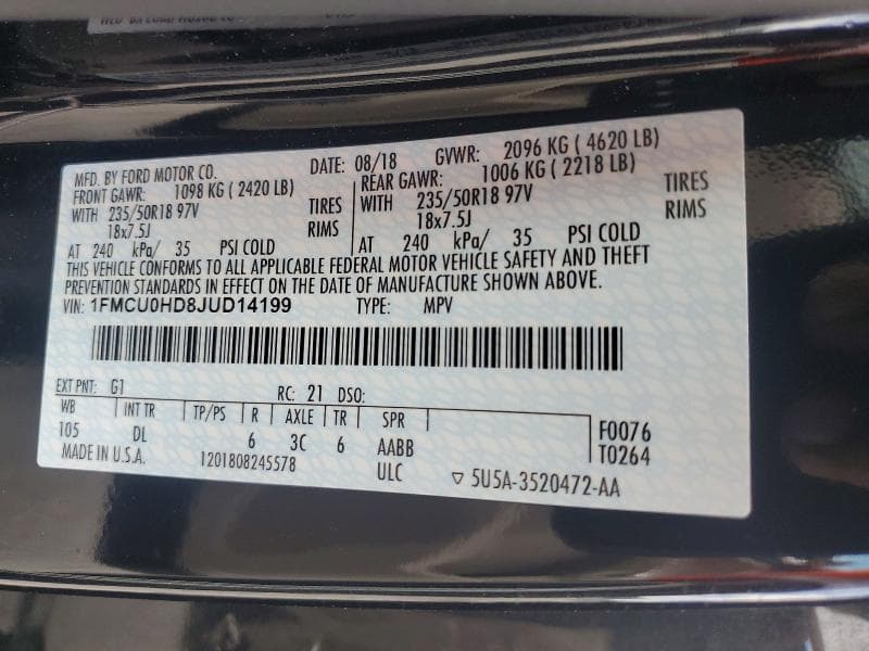 2018 FORD ESCAPE SEL 13