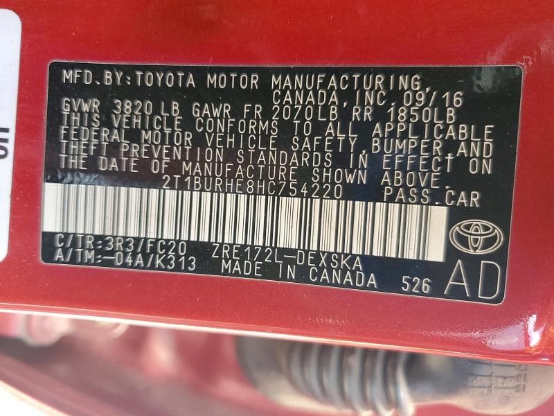 2017 TOYOTA COROLLA SE 12