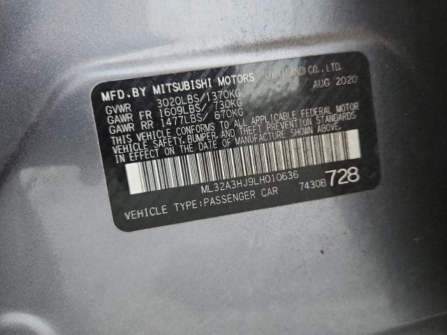 2020 MITSUBISHI MIRAGE ES 12