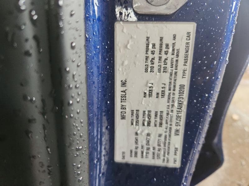 2019 TESLA MODEL 3 12