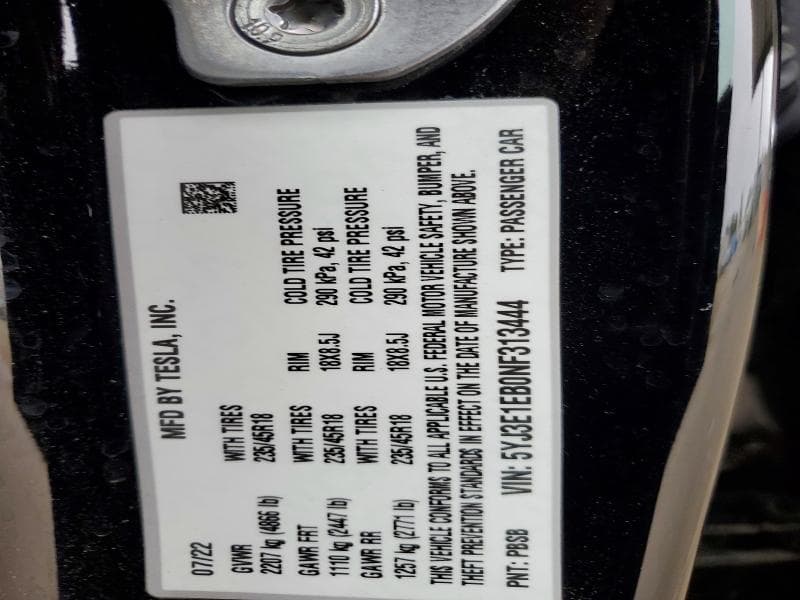 2022 TESLA MODEL 3 12